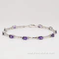 Sterling Silver Bracelet With Natural Stone Amethyst